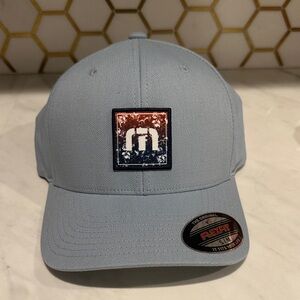 Light Blue Gray Travis Mathew Table for Two Flexfit Cap with Patch Logo NWT